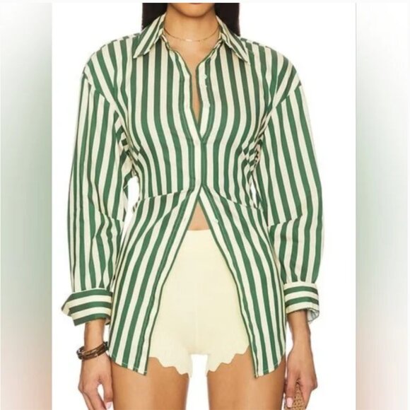 Simon Miller Loch shirt green stripy cut out back size S - Picture 3 of 10